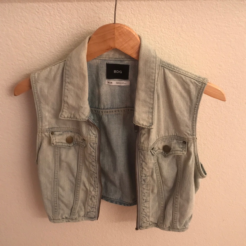 BDG crop denim vest